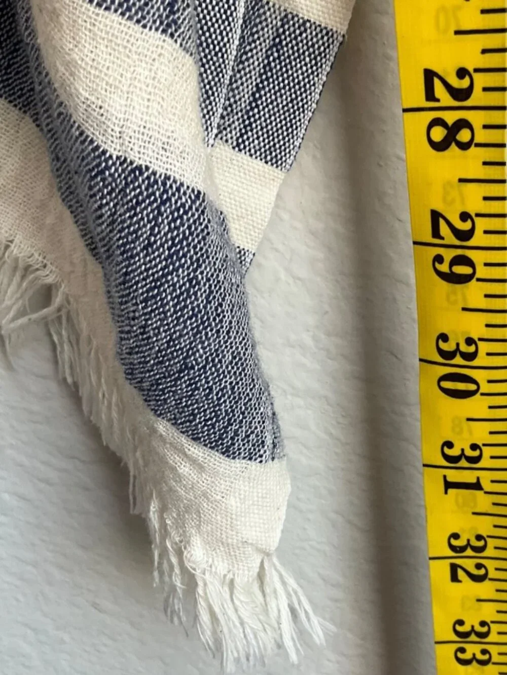 Handloom Nomad Cotton Poncho Beige Striped Fringe Boho Made Turkey Handmade - Picture 3 of 9